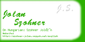 jolan szohner business card